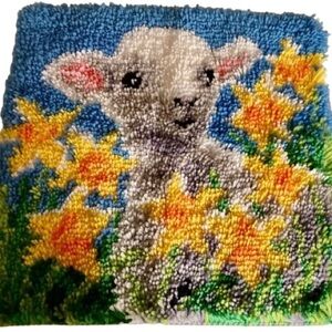 Handmade decorative lamb latch hook pillow case home decor
